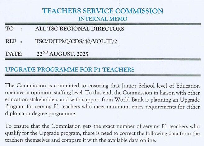 TSC Roll out of upgrade for P1 teachers with degree & diploma.