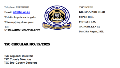 TSC circular guide for recruiting junior & senior intern teachers.