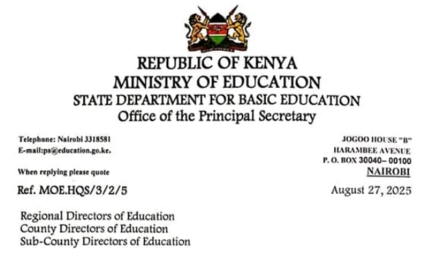 Ministry latest circular addressed to all schools 2025.